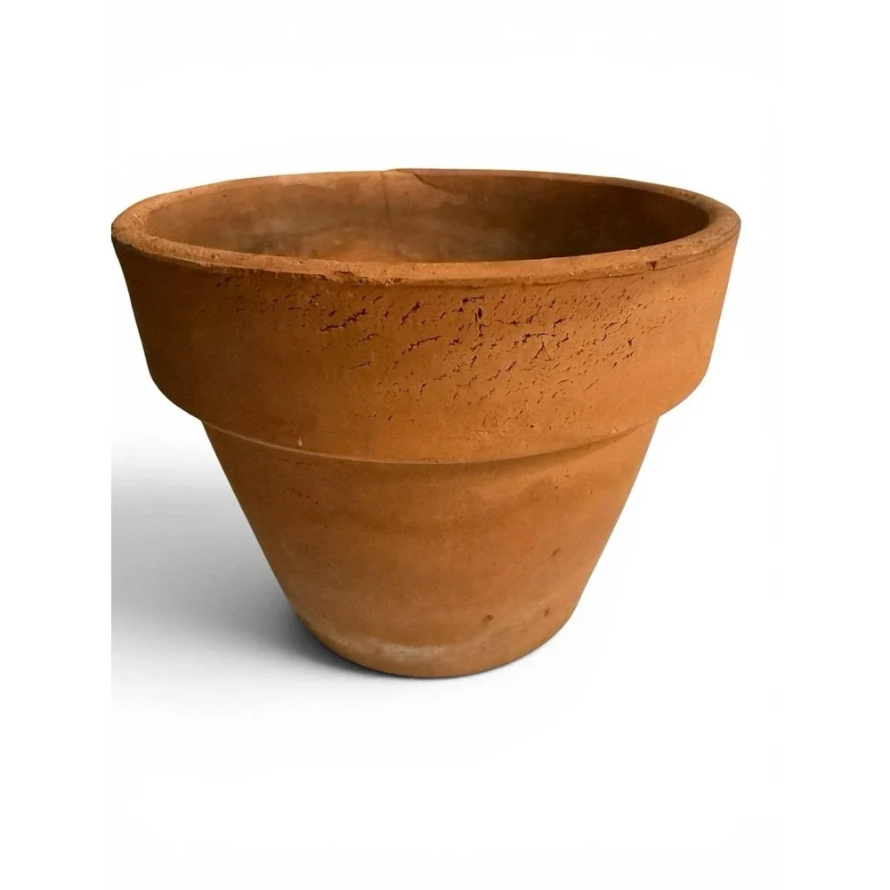Vintage Terracotta Planter Aged Patina Clay Pot + Dish French Garden 5.5